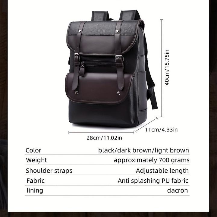 Immagine prodotto Only-Bags.Store Zaino vintage semplice da uomo in pelle PU con grande capacità, zaino da viaggio casual all'aperto