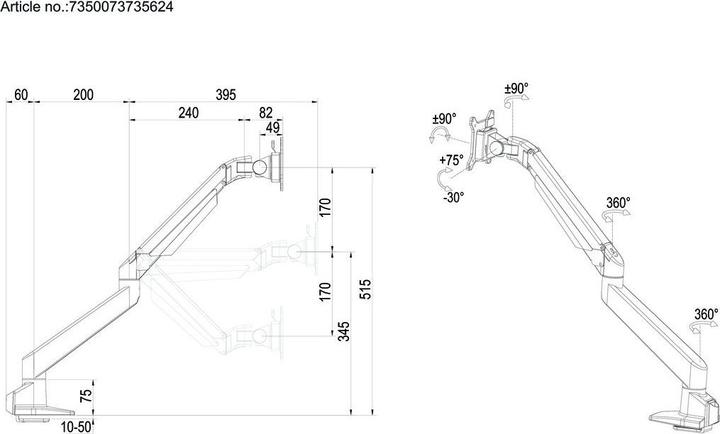 Actual product image Multibrackets MB Gas lift arm HD (Table, 32")