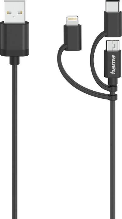Produktbild Hama Micro-USB-Kabel, 3in1, inkl. Adapter auf USB-C & Lightning, USB 2.0, 0,75 m (0.75 m, USB 2.0)