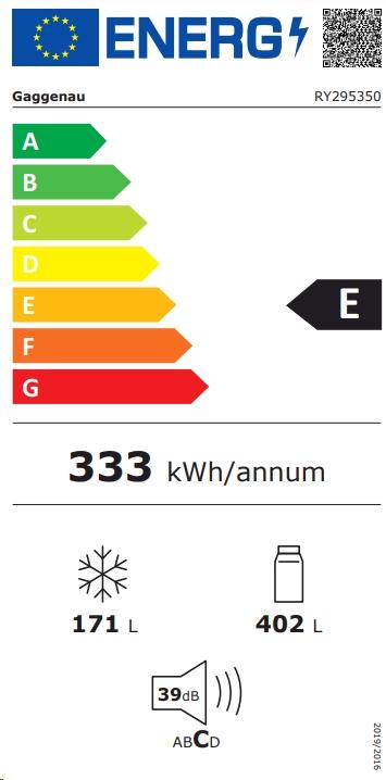 Etichetta energetica Gaggenau Congelatore RY295350 (335 l)