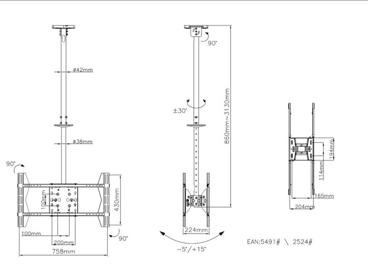 Actual product image Multibrackets Ceilingmount LBB (Wall, 84", 125 kg)