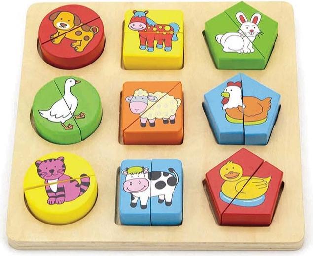 Immagine prodotto Viga Toys Puzzle di legno a forma di animali della fattoria