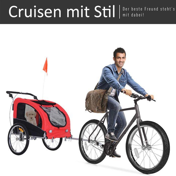 Produktbild Swisshandel24 Hundeanhänger Jogger Fahrradanhänger Hunde Hunde-Fahrradanhänger Rot+Schwarz 155 x 83 x 108 cm