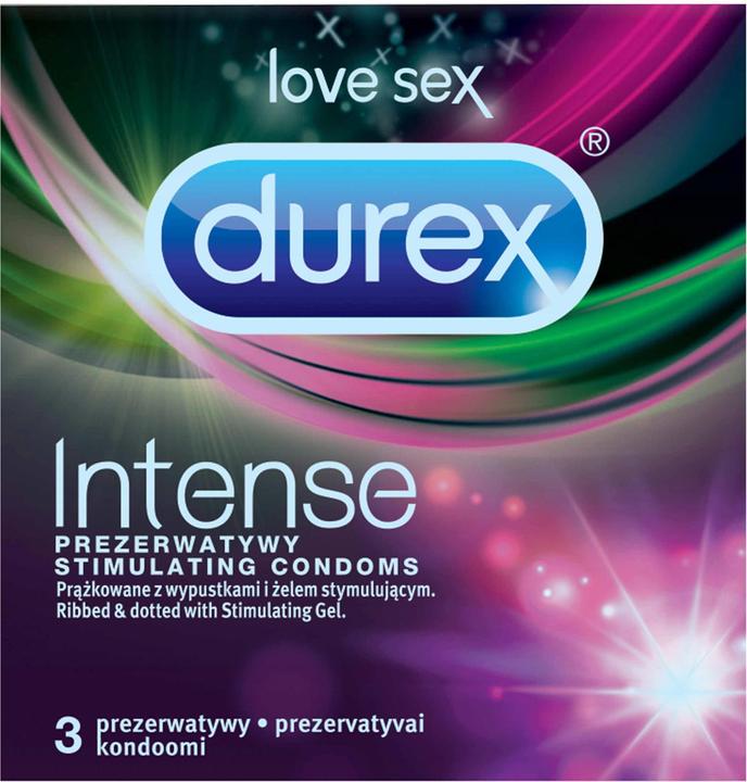 Immagine prodotto Durex Preservativi a costine intensi con linguette e gel stimolante 3 pezzi (3 pz.)