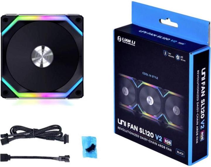 Actual product image Lian-Li UNI FAN SL120 V2 RGB PWM fan - 120mm, black (120 mm, 1 x)