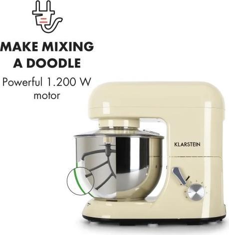 Produktbild Klarstein Bella Morena Küchenmaschine1200 Watt, 5 Liter, Creme (1200 W)