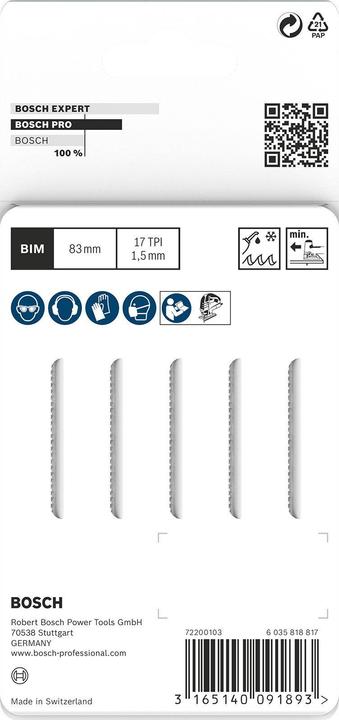 Produktbild Bosch Professional Zubehör PRO Metal curve T118EOF Stichsägeblatt, 83 mm, 5-tlg.