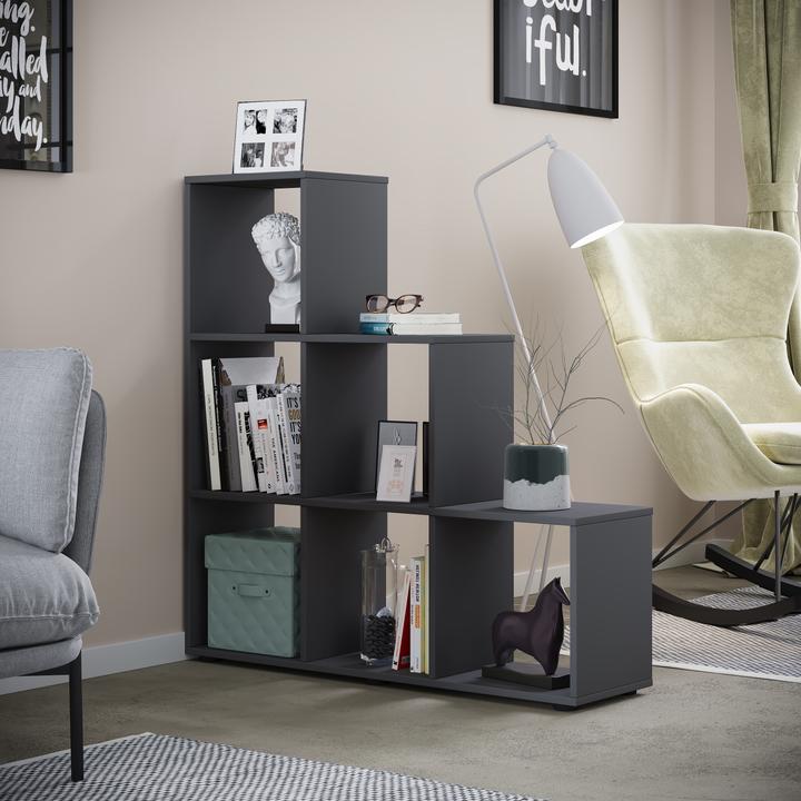 Actual product image VCM Wood stand staircase shelf 6 compartments Nitas (108 x 29 x 105 cm)