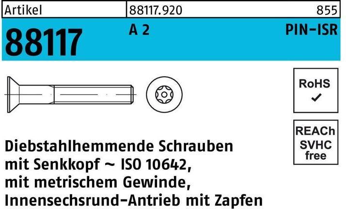 Image du produit Vis R 88117 antivol Seko ISR Tourillon M10 x 60-T45 A 2 (100 Vis par pièce)