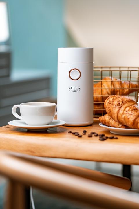 Actual product image Adler Coffee grinder AD4446wg 150 W, Coffee beans capacity 75 g, Lid safety switch, Baltas (EU plug)