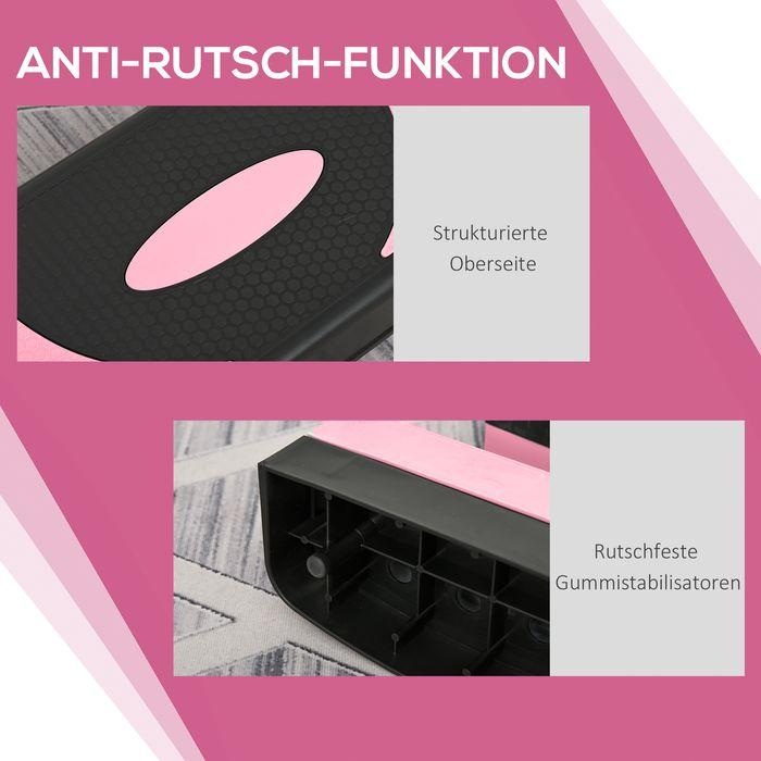 Immagine prodotto Swisshandel24 Stepper aerobico, regolabile in altezza, 80x31x10/15/20cm, fino a 150 kg, nero/rosa/grigio
