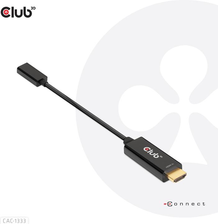 Produktbild Club 3D HDMI (Typ A) — USB C (HDMI, USB Typ-C, 22 cm)