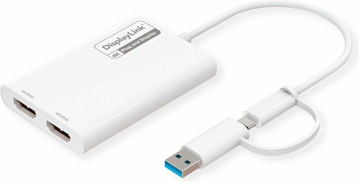 Produktbild Roline Adaptateur USB-C/A double HDMI DisplayLink, 4K60 (USB Typ-C, HDMI, 18 cm)