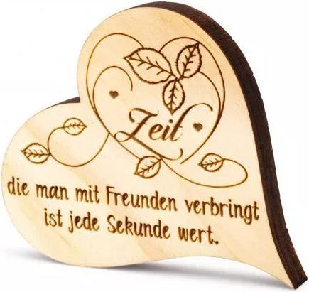 ZNatur Zirben Holz Herz Geschenk Deko mit Gravur Zeit die man mit Freunden verbringt No.59