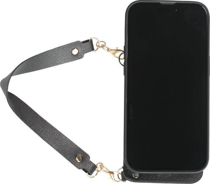 Actual product image PhoneLook Coque Silicone soft touch avec pochette à cartes ou argent en cuir et lanière intégrée (Apple iPhone 14 Pro)