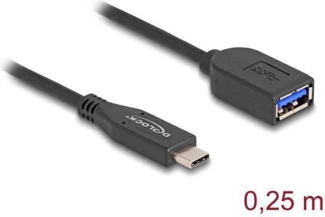 Image du produit Delock Câble USB 10 Gbps USB Type-C mâle vers Type-A femelle (0.25 m, USB 3.2 Gen 2)