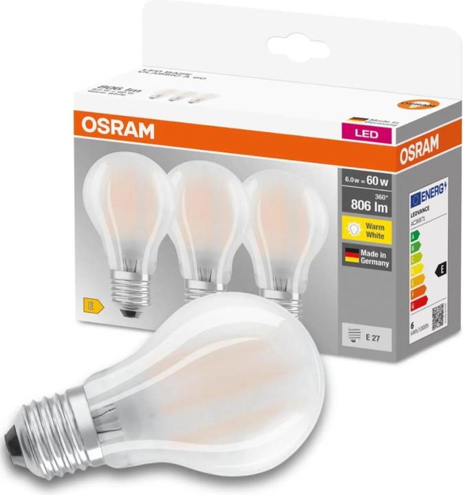 Produktbild Osram Led Base Classic A (E27, 7 W, 806 lm, 3 x, E)