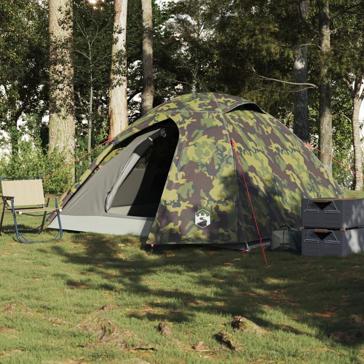 Immagine prodotto VidaXL Tenda da campeggio a cupola per 3 persone con motivo mimetico impermeabile (Tenda a cupola, 2.90 kg, 3 persone)