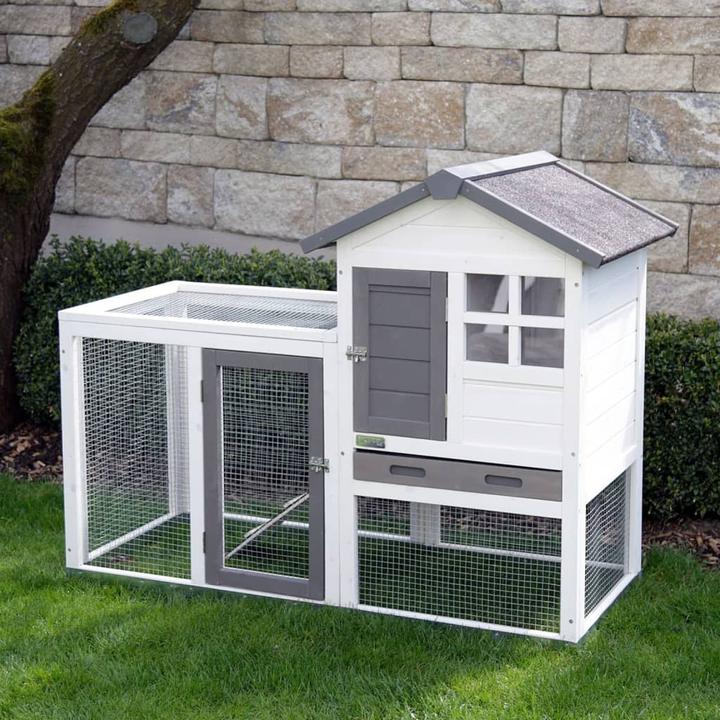Actual product image Kerbl Rodent hutch Freetime Hatch, wooden house with free run, bitumen roof, replacement tray