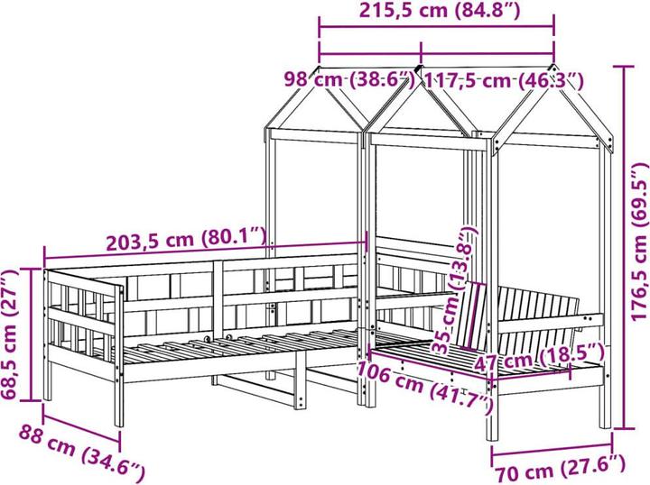 Produktbild VidaXL Tagesbett Set mit Dach (80 x 200 cm)