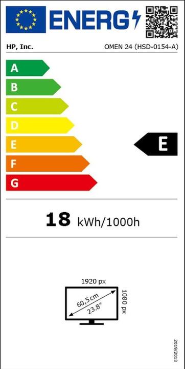 Energy Label HP Omen 24 (1920 x 1080 pixels, 23.80")