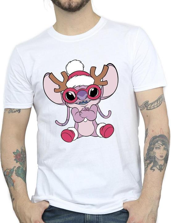 Actual product image Disney Mens Lilo & Stitch Angel Reindeer T-Shirt (XXL)