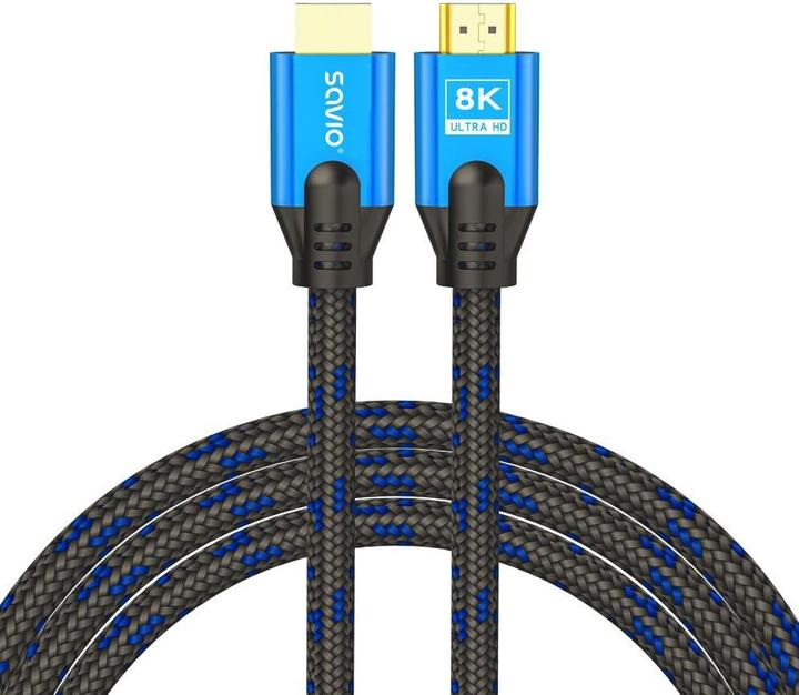Produktbild Savio HDMI-Kabel (M) v2.1, 3 m, 8K, Kupfer, blau schwarz, goldenes Ende, Ethernet/3D, CL-143 (3 m, HDMI)