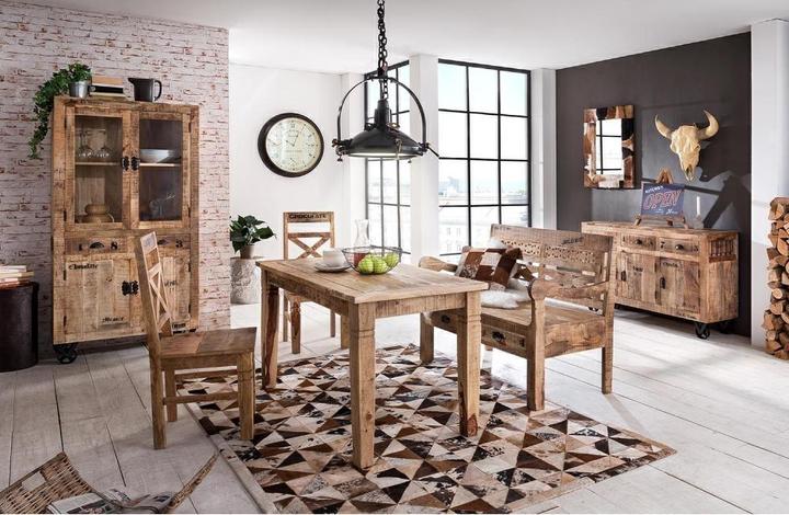Image du produit SIT Möbel Vitrine Vintage Natural Wood nature antique noir (90 x 180 x 40 cm)