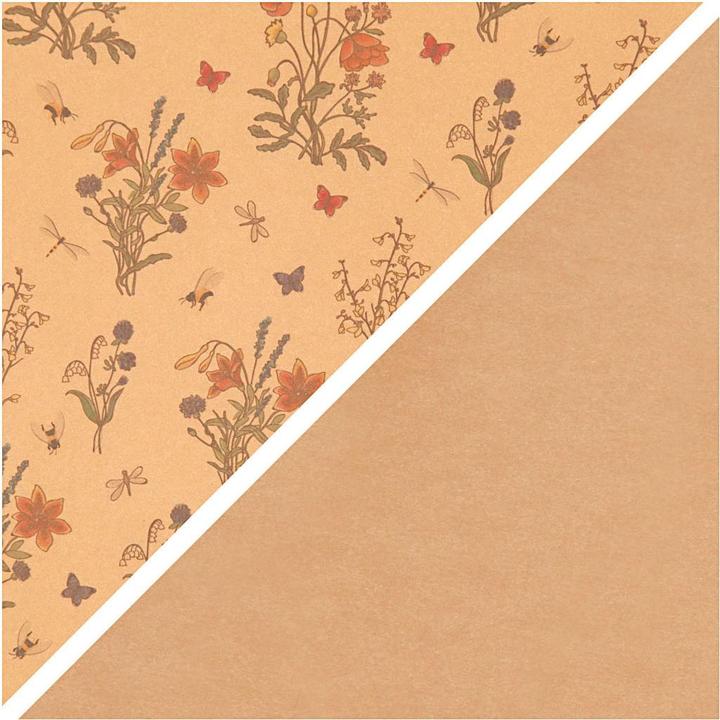 Produktbild Creativ Company Kunstlederpapier Braun mit Blumendruck, 1m (350 g/m², 1 x)