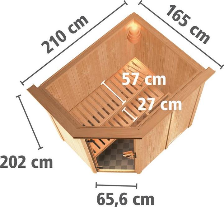 Immagine prodotto Karibu Sauna Caspin ingresso ad angolo, cornice (Senza forno)