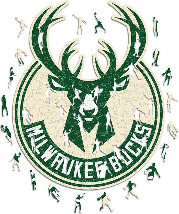 Actual product image Iconic NBA - Milwaukee Bucks - Logo - Wooden Puzzle Size M (270 pieces) (270 pieces)