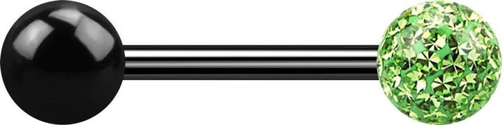 Image du produit Star Piercing Barbell schwarz mit Kugel und Kristallkugel hellgrün Epoxy Schutzschicht (sans laiton, Titane G23)