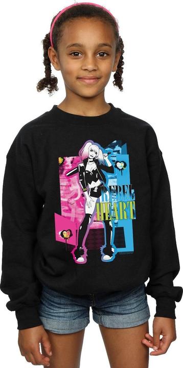 Actual product image Girls Harley Quinn Rebel Heart Sweatshirt (140, 146)