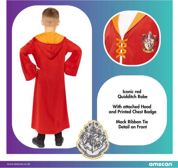 Actual product image Amscan Harry Potter Gryffindor Quidditch Robe for Children 8-10 Years (128)