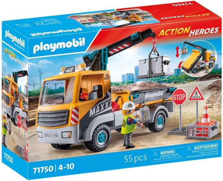 Actual product image Playmobil Construction site lorry with crane (71750, Playmobil Action Heroes)