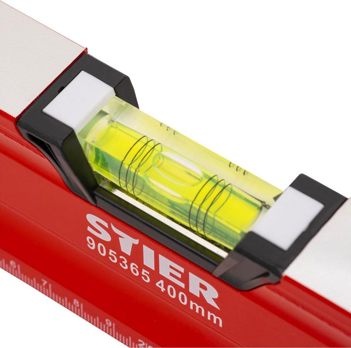 Produktbild Stier Premium Wasserwaage mit Magnet und drei Libellen 400 mm ±0,5 mm/m (40 cm)