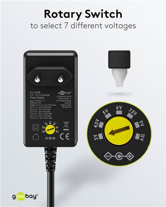 Produktbild Goobay Universal-Netzteil 3 V - 12 V