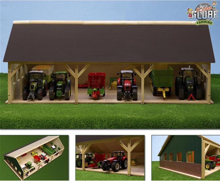 Produktbild Kids Globe Farming Agricultural Shed Wood für 3 Traktoren