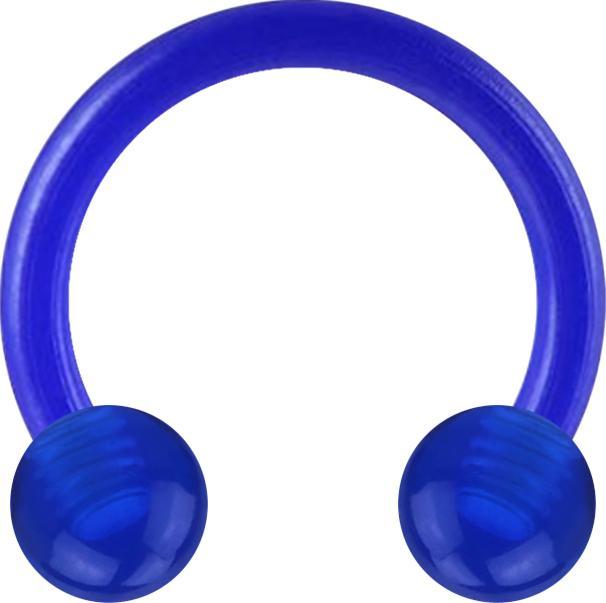 Actual product image Star Piercing Micro Circular Barbell dark blue transparent with two balls (Acrylic, without brass)