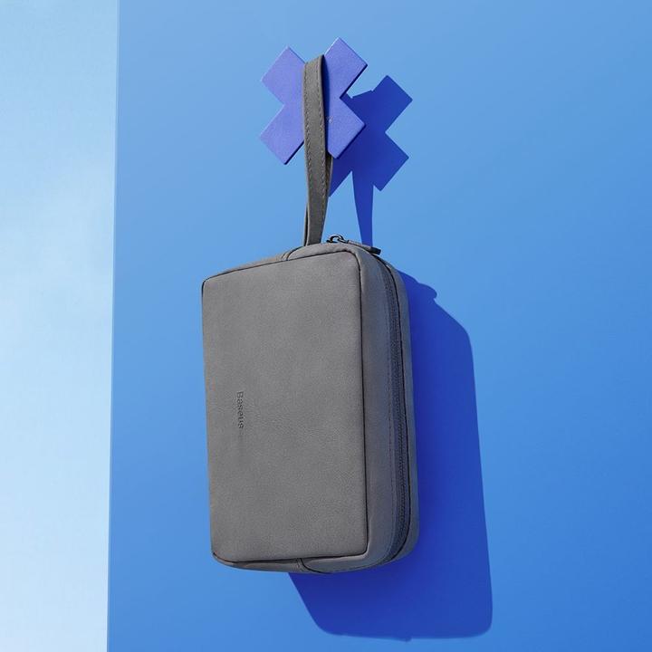 Actual product image Baseus EasyJourney Series small travel bag phone pouch, headphones and other small items grey