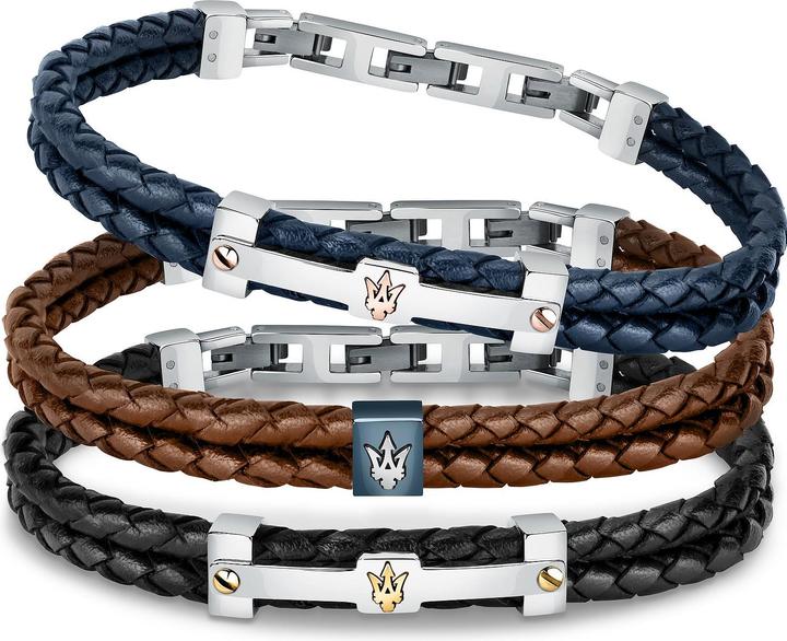 Produktbild Maserati Armband (22 cm, Edelstahl, Leder, Recycelt)