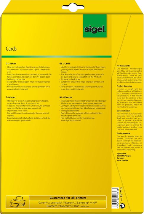Produktbild Sigel Korrespondenz-Karten (185 g/m², 20 x, A4)