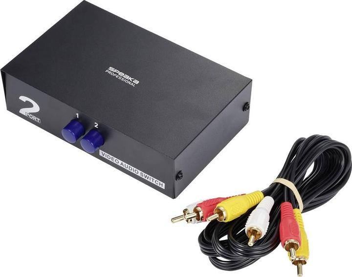 Actual product image SpeaKa Professional SP-11175216 2 port composite switch with audio ports