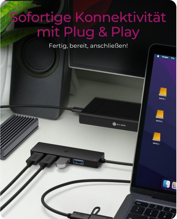 Actual product image Icy Box IB-HUB1424-C3 (USB-C, USB-A, 4 Ports)