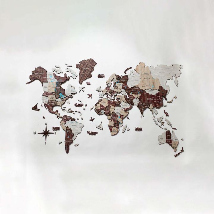 Image du produit Enjoy The Wood Carte du monde en 3D (90 x 150 cm)