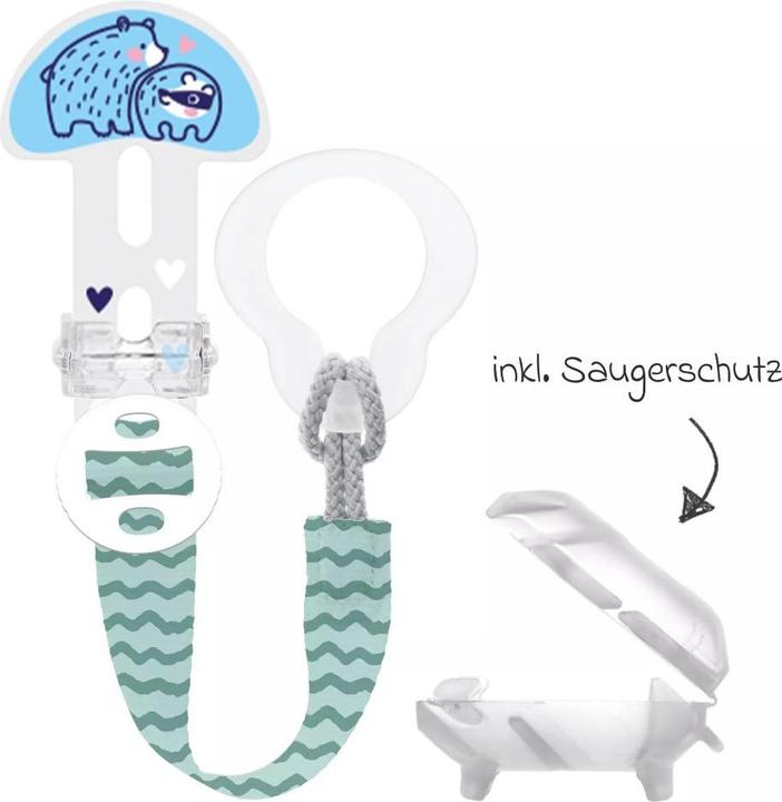 Actual product image MAM Schnullerketten Schnullerband Clip it! mit Cover - Bär (1 x, from birth)