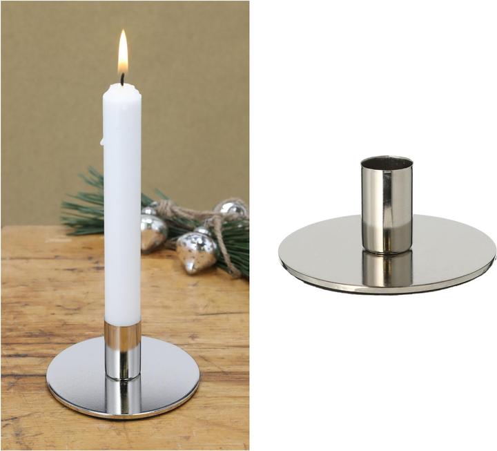Actual product image Novaliv 8x Stick Candle Holder Metal Candle Holder SILVER 10x5cm Christmas Decorative Candle Pin (10 x 5 cm)