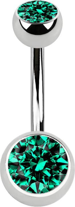 Produktbild Star Piercing Banane silber mit zwei Kugeln Kristall türkis (ohne Messing, Chirurgenstahl 316L)