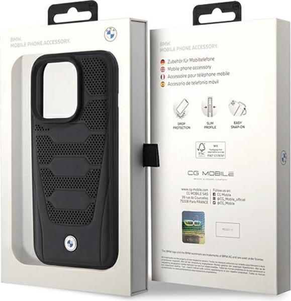 Actual product image BMW BMHCP15X22RPSK iPhone 15 Pro Max 6.7" czarny/black Leather Seats Pattern (Apple iPhone 15 Pro Max)