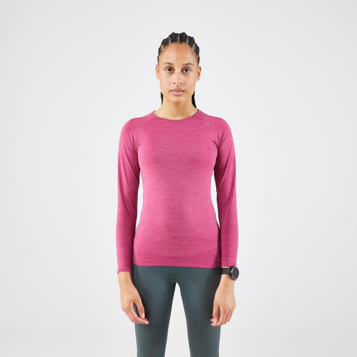 Kiprun Laufshirt langarm Damen nahtlos - Run 500 rosa